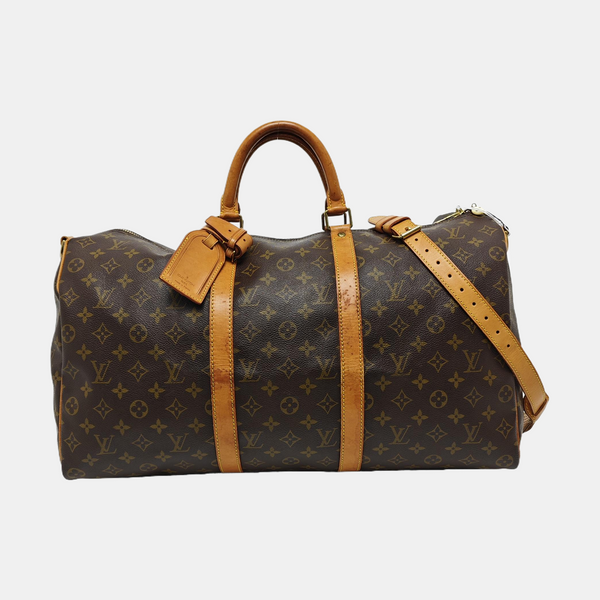KEEPALL 50 Monogram Coated Canvas Brown