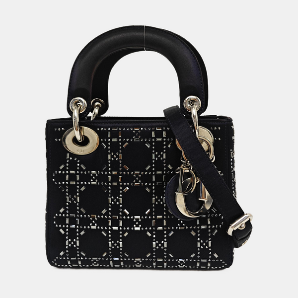 Lady Dior Mini Silk Satin Blue