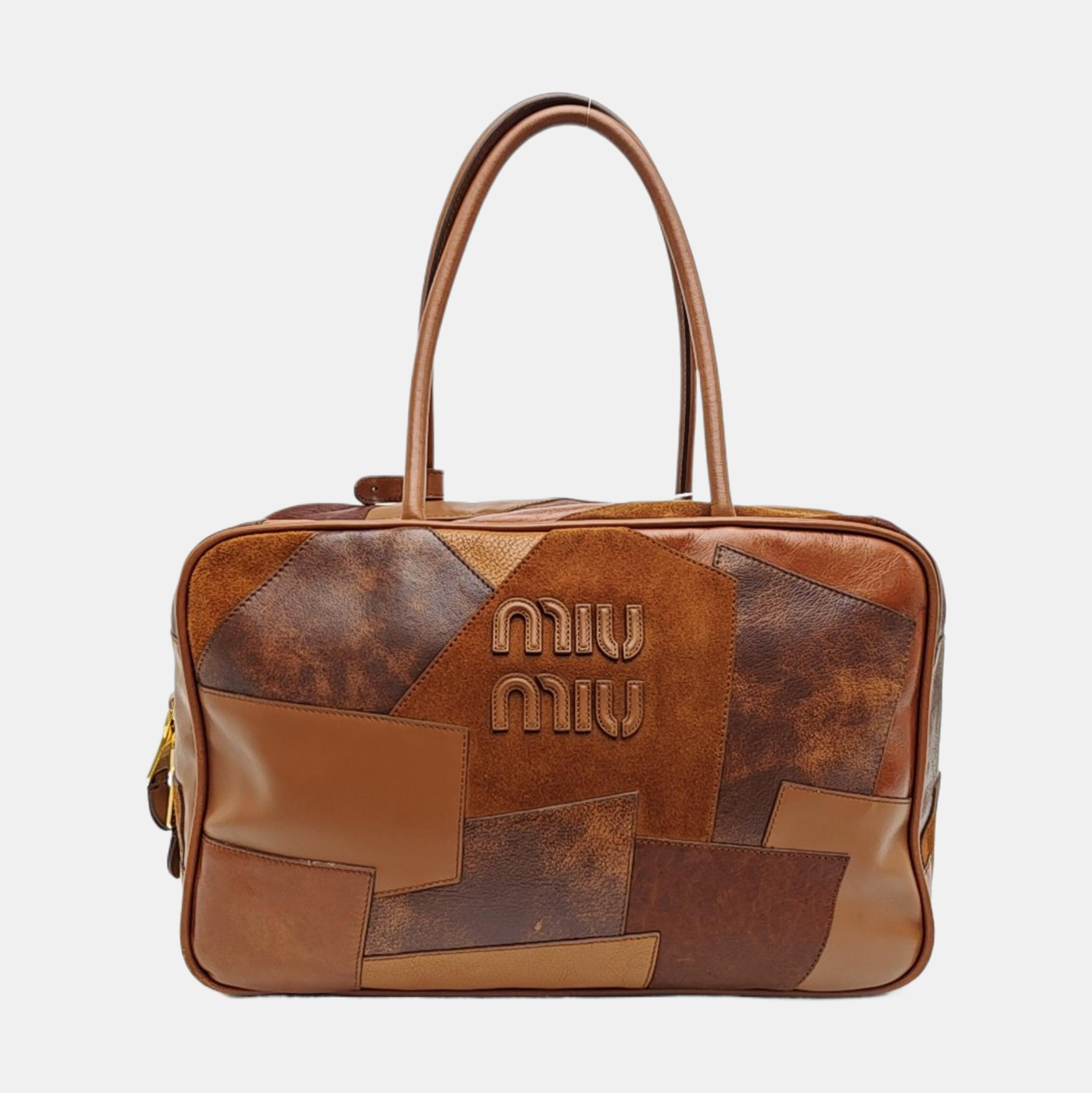 Calfskin Top Handle Bag Brown