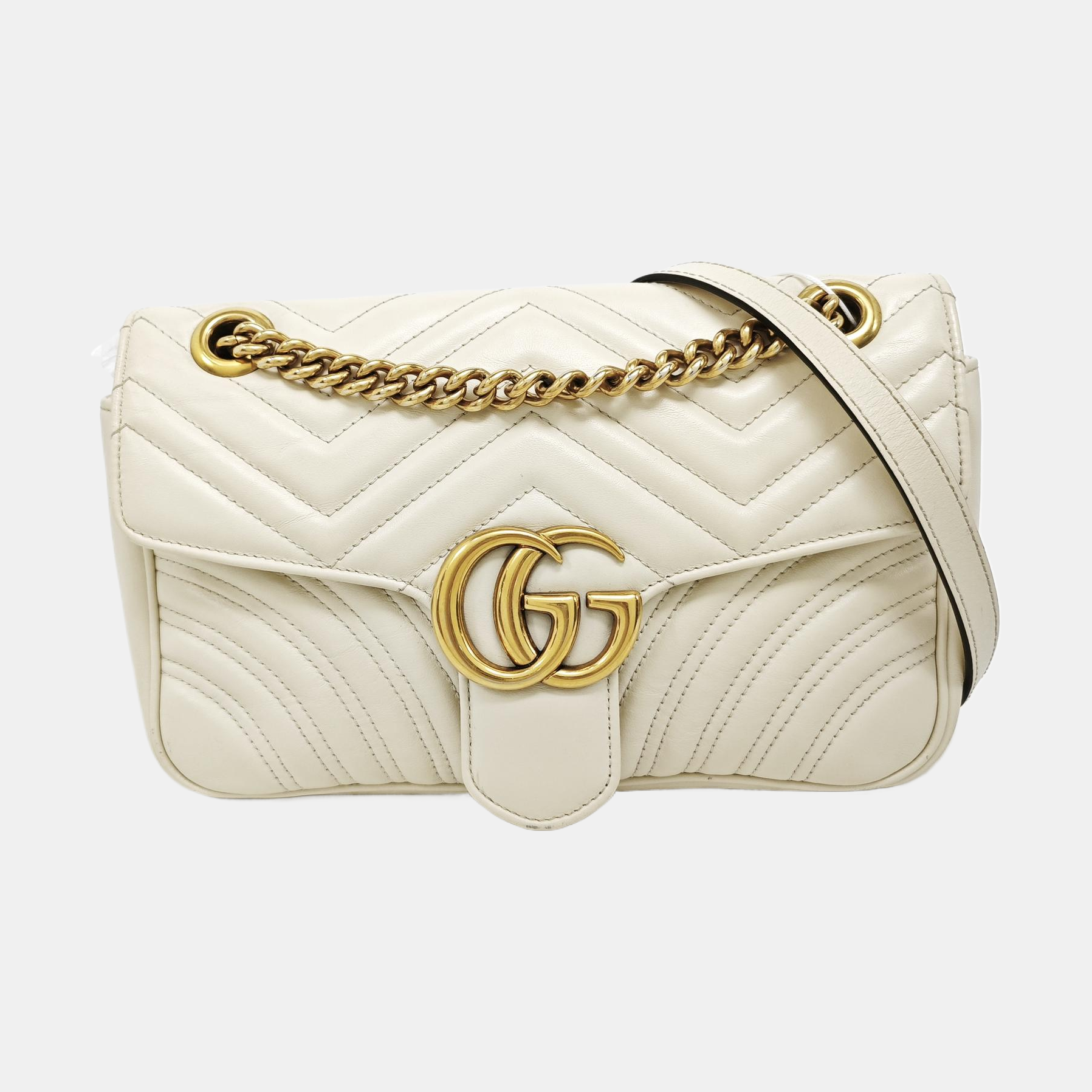 GG Marmont Medium Quilted Calfskin White