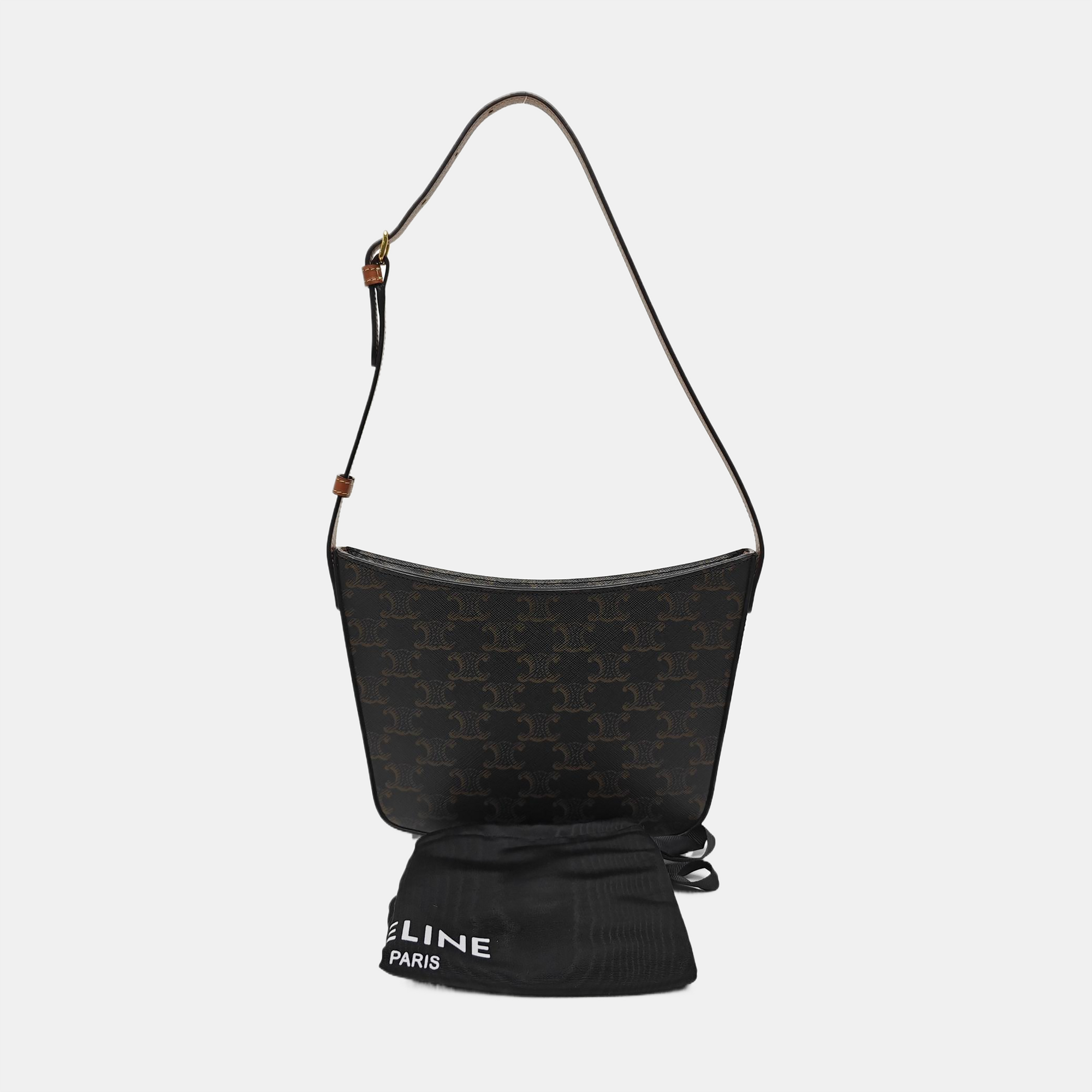 Coated Canvas Top Handle Bag Medium Brown