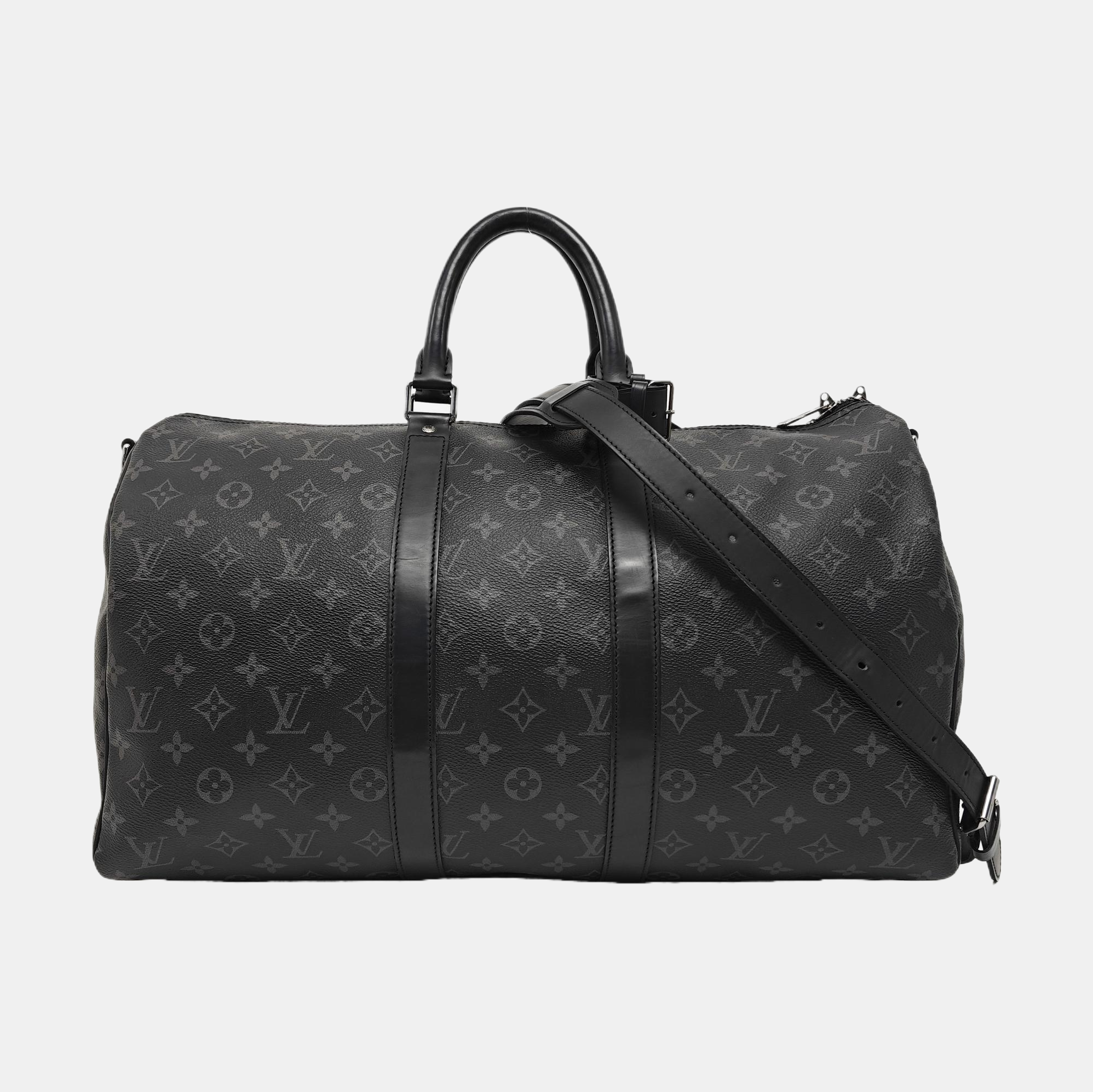 KEEPALL 45 Monogram Coated Canvas Black