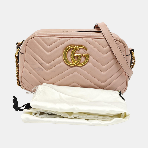 GG Marmont Small Quilted Calfskin Beige