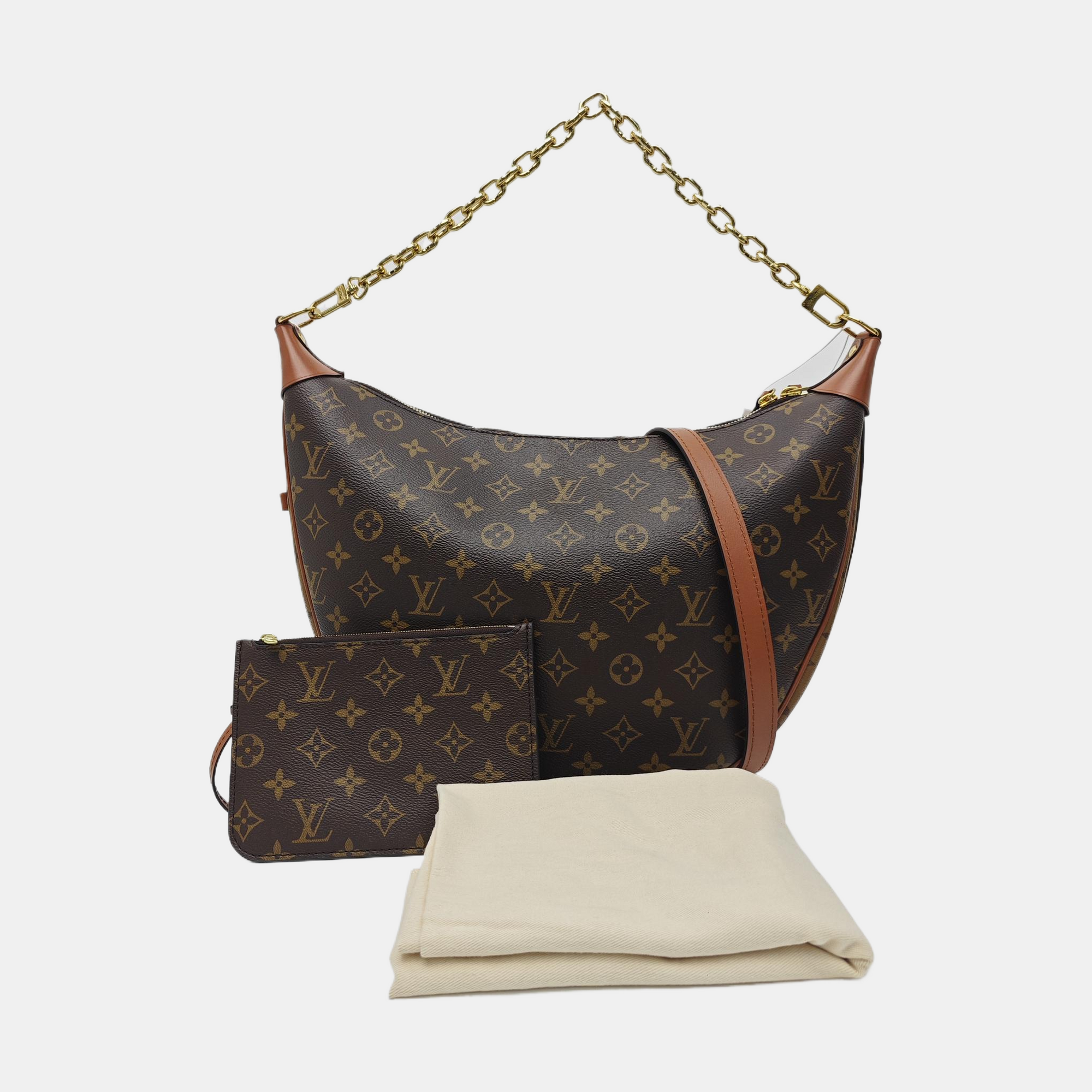 LOOP HOBO Monogram Coated Canvas Brown