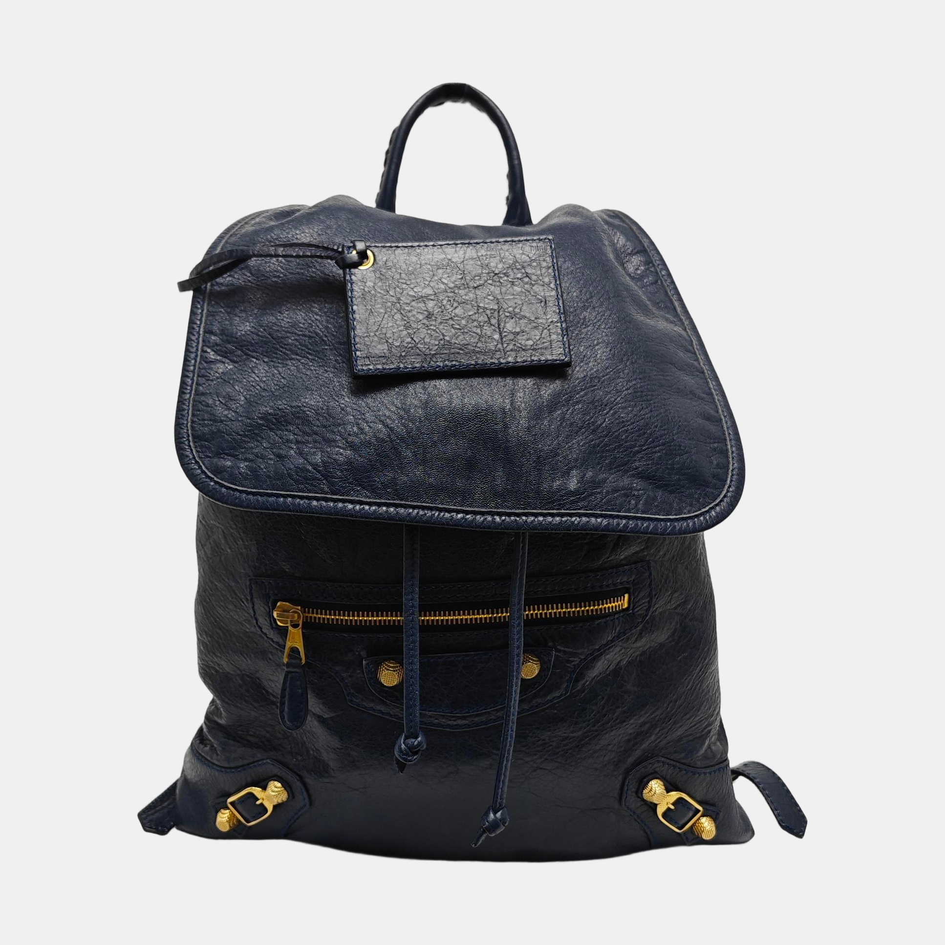 Authenticated pre-owned  Classic Metallic Edge City Calfskin Blue - Backpack at Looply