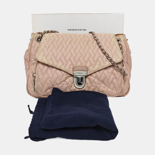 Quilted Nylon Shoulder Bag Pink