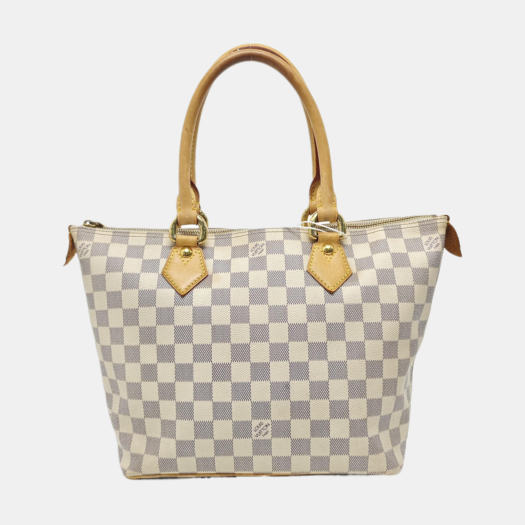 SALEYA PM Damier Azur Coated Canvas White