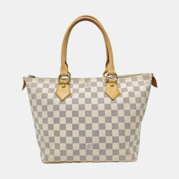 SALEYA PM Damier Azur Coated Canvas White