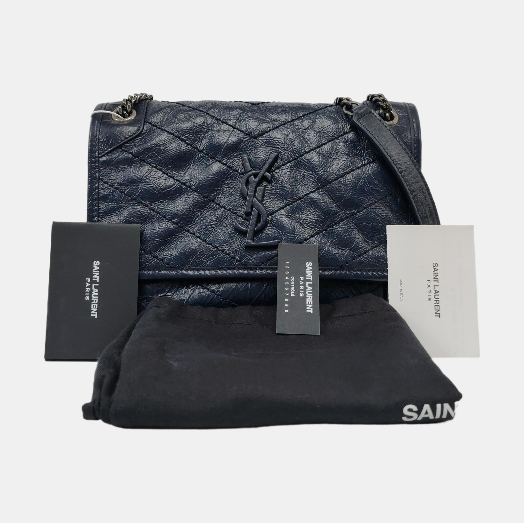 NIKI Small Chevron, Quilted Calfskin Gray