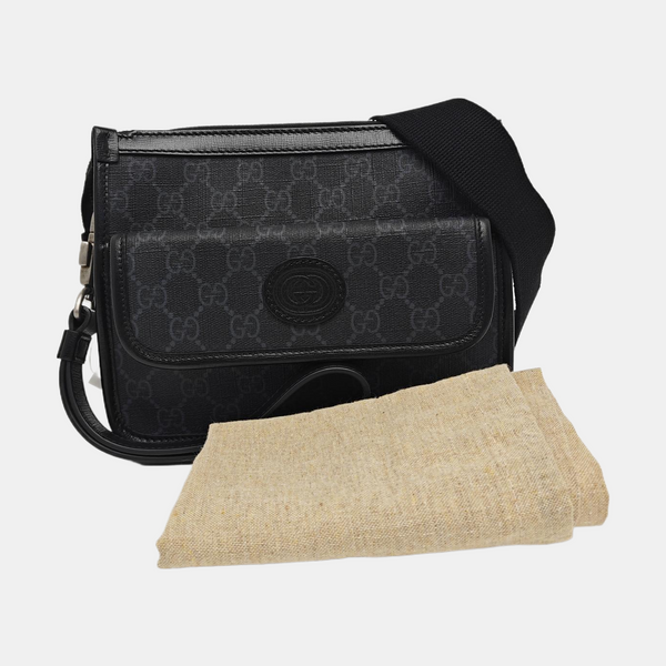 Monogram Coated Canvas Shoulder Bag Black