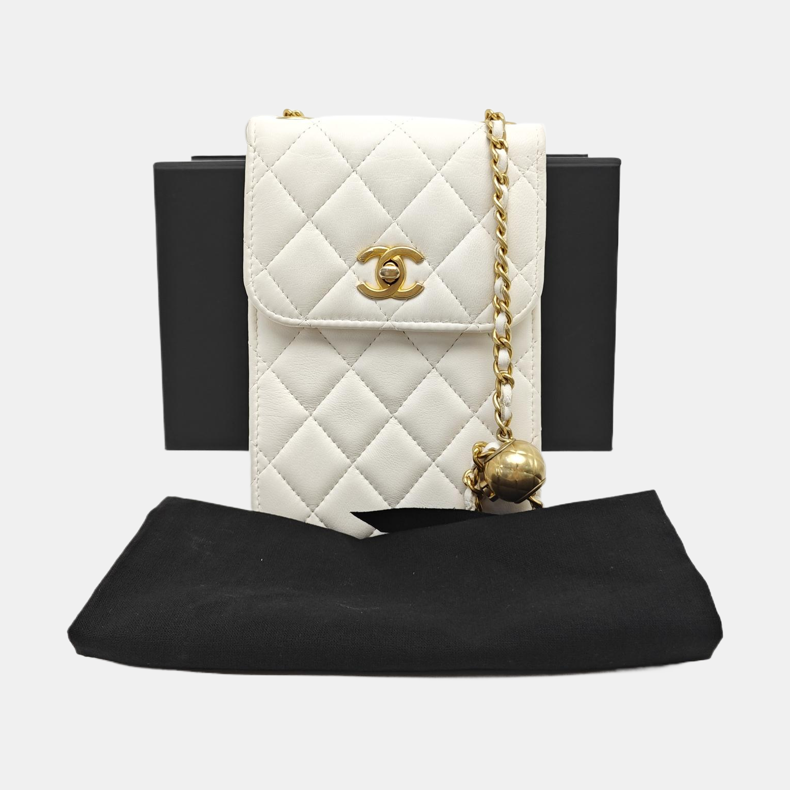 Quilted Lambskin Crossbody Bag White