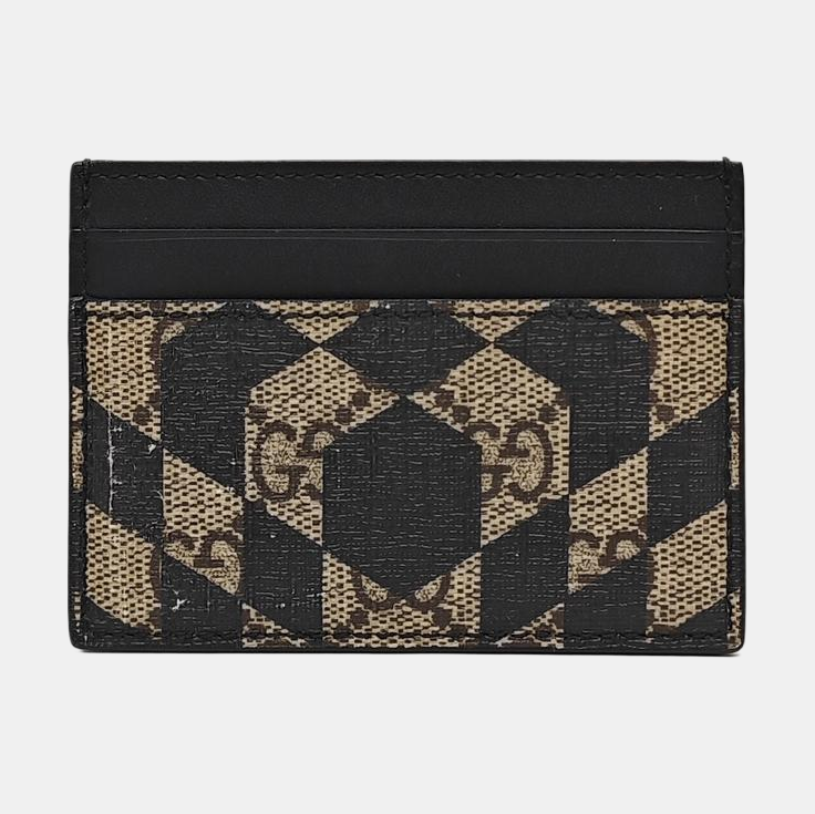 Retro Monogram Coated Canvas Beige Card Holder