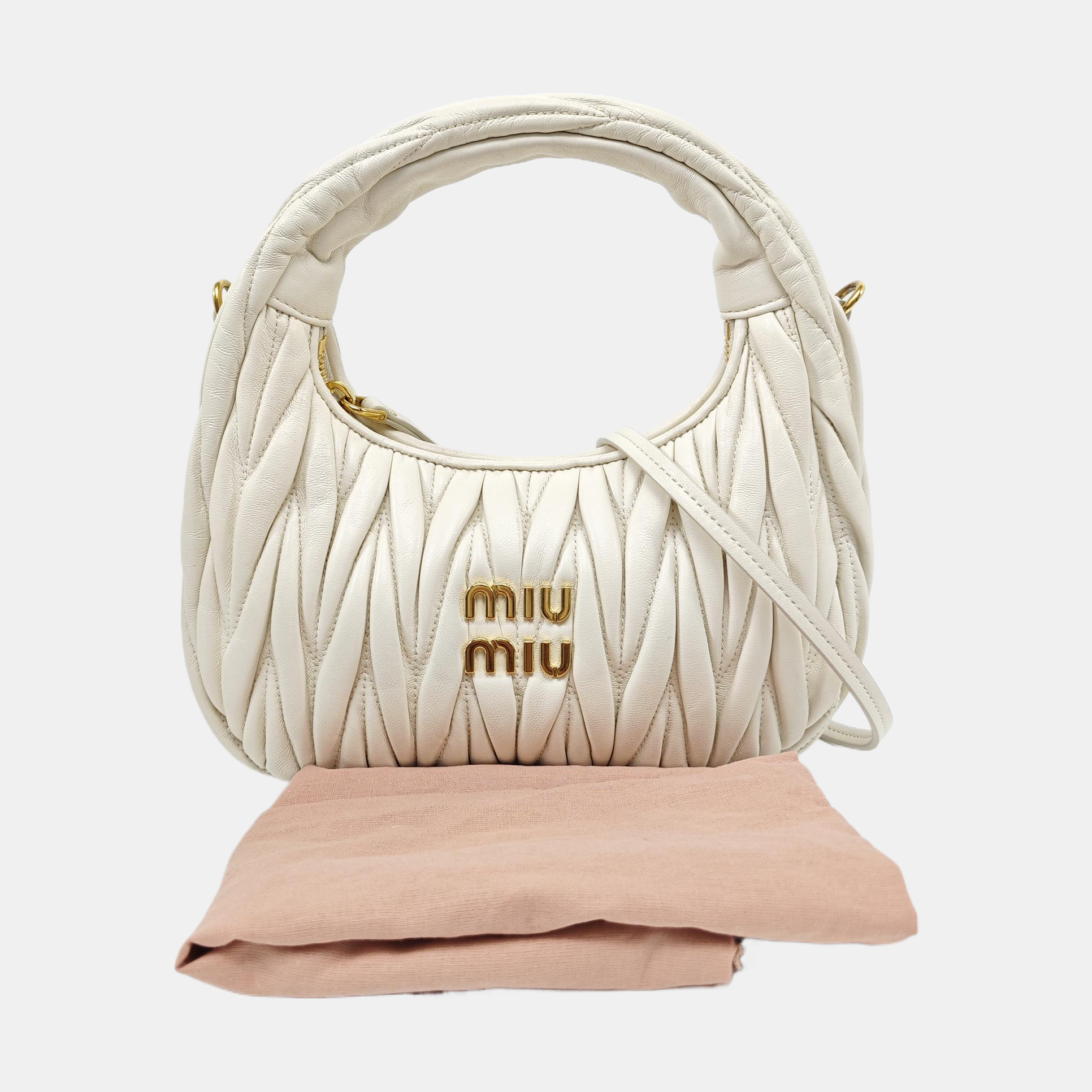 Wander Matelassé Small Quilted Lambskin White