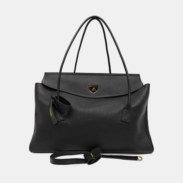 Calfskin Top Handle Bag Black