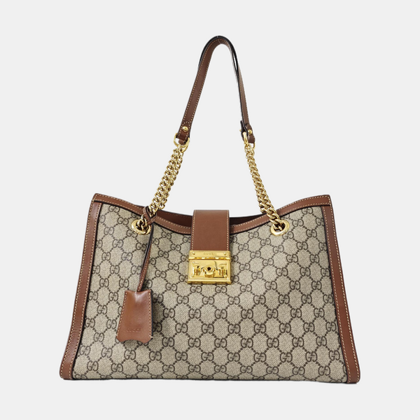 Padlock Medium Monogram Coated Canvas Beige