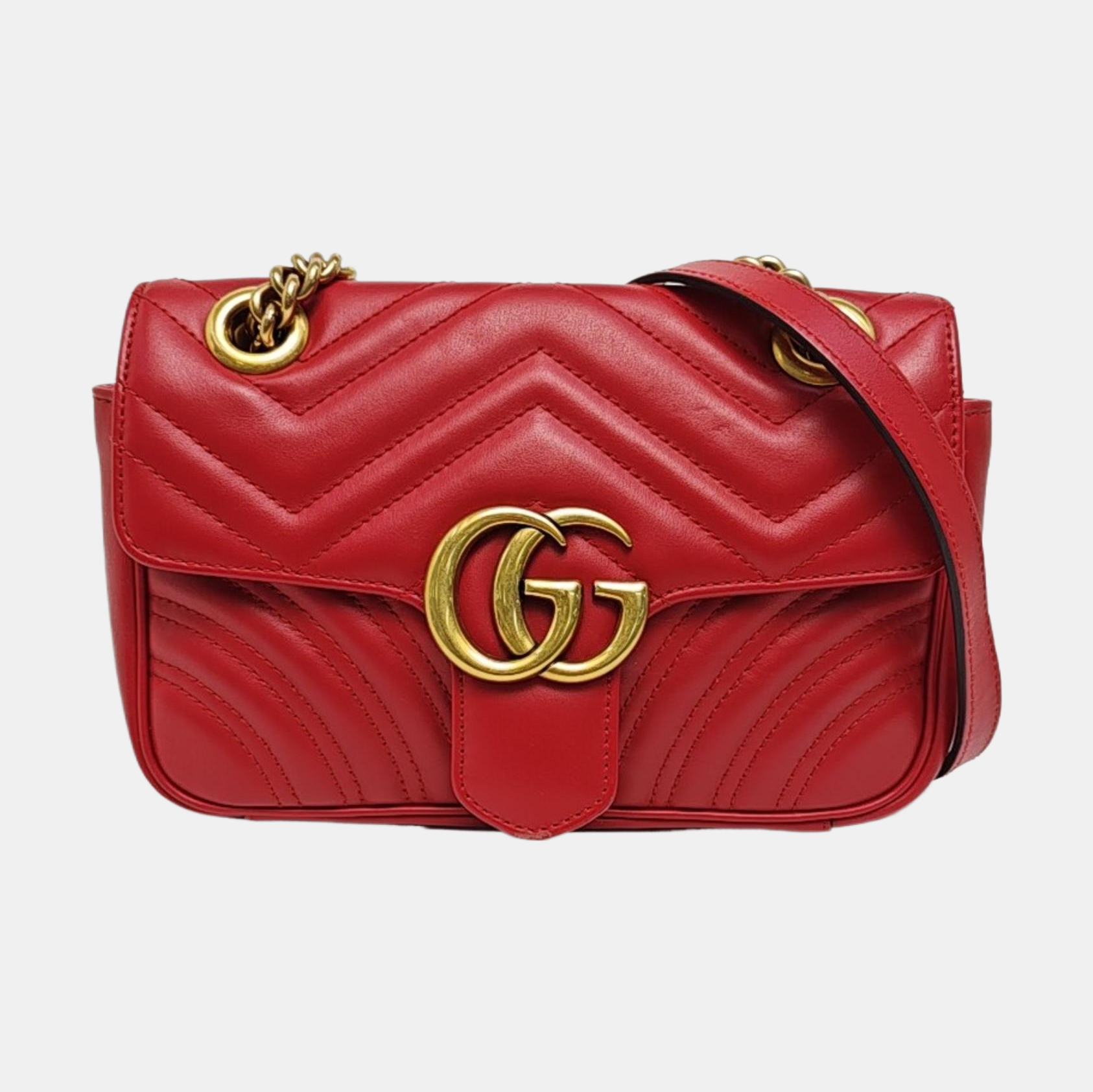 GG Marmont Small Quilted Calfskin Red