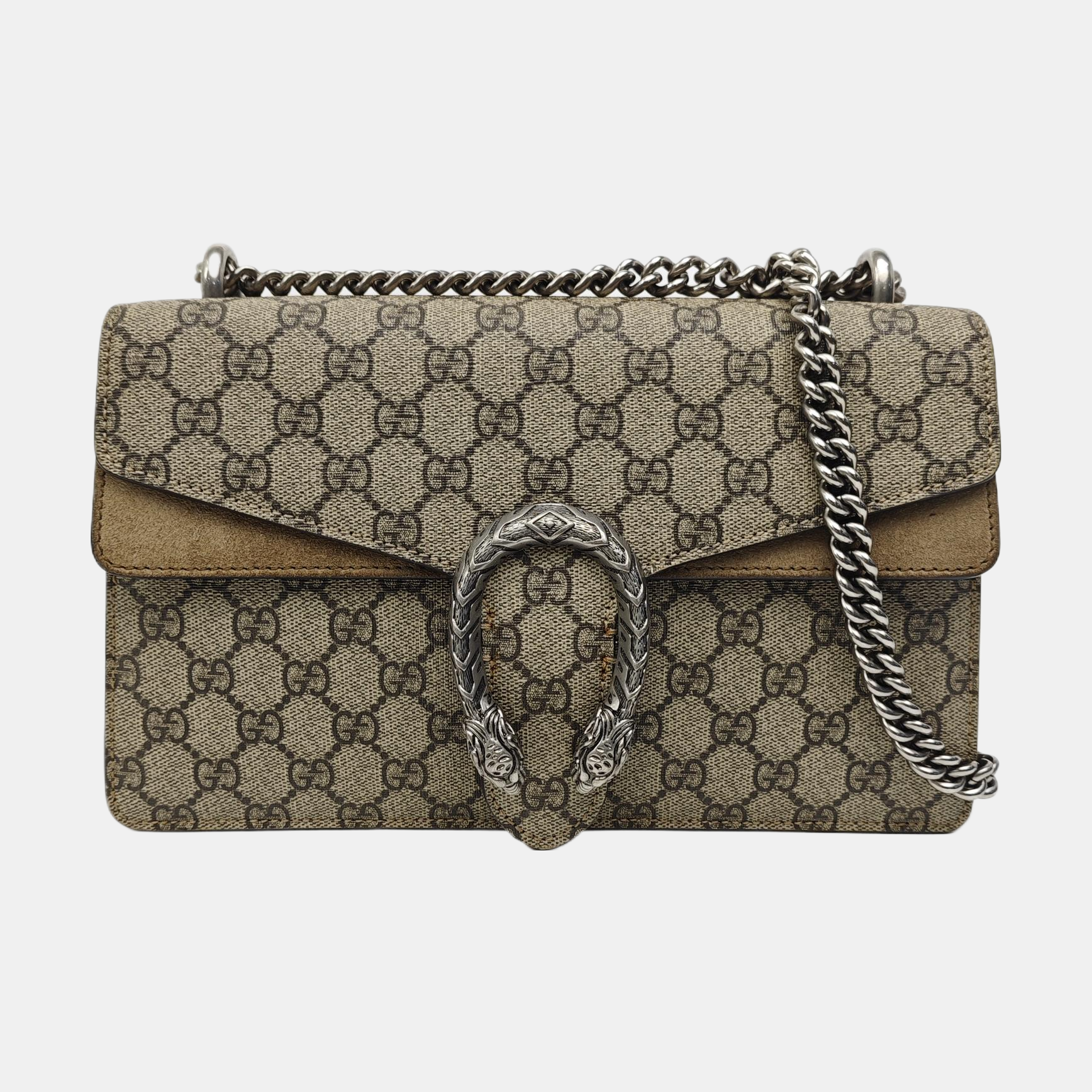 Dionysus Small Monogram Coated Canvas Beige