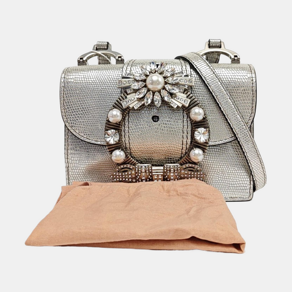 Miu Lady Calfskin Silver