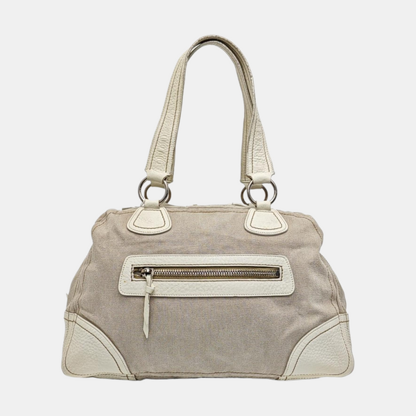 Canvas Top Handle Bag Beige