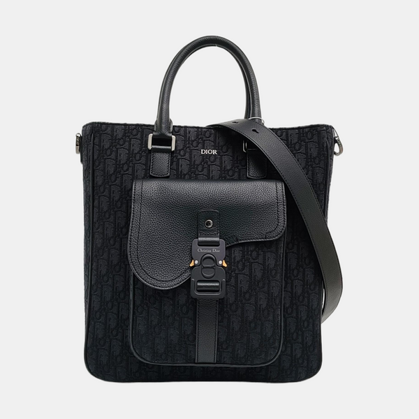 Authenticated pre-owned  Saddle Monogram Canvas Black - Tote Bag at Looply