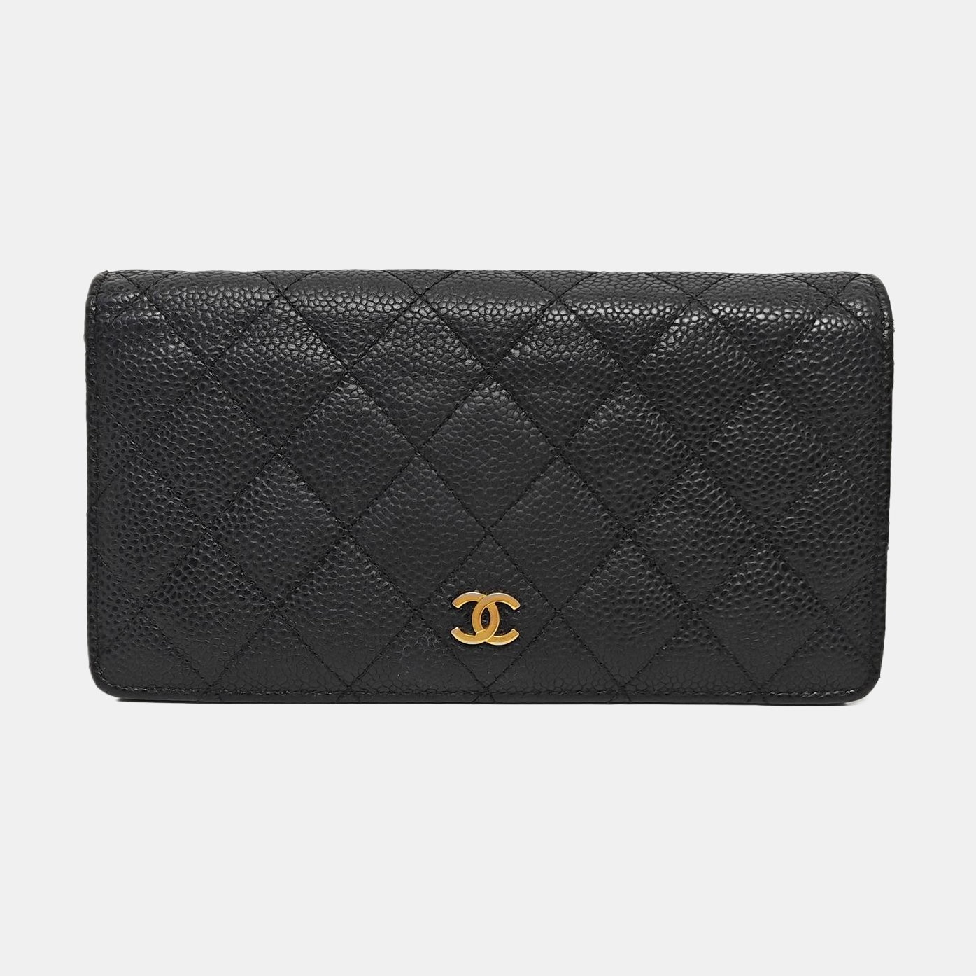 Quilted Grained Calfskin Wallet Black