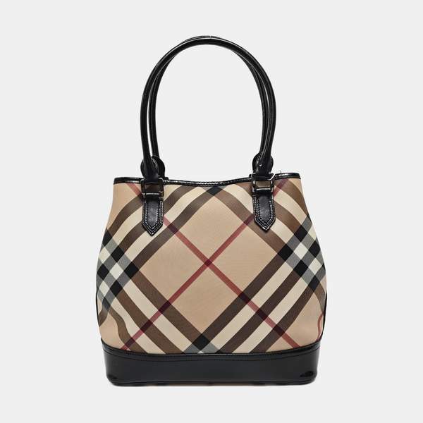 Coated Canvas Top Handle Bag Beige
