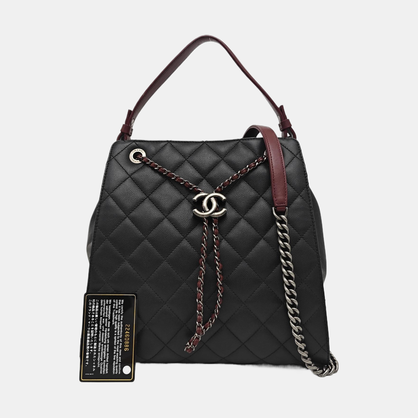 Quilted Grained Calfskin Shoulder Bag Black