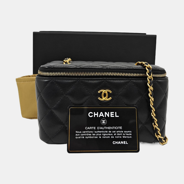 VANITY CASE Small Quilted Lambskin Black