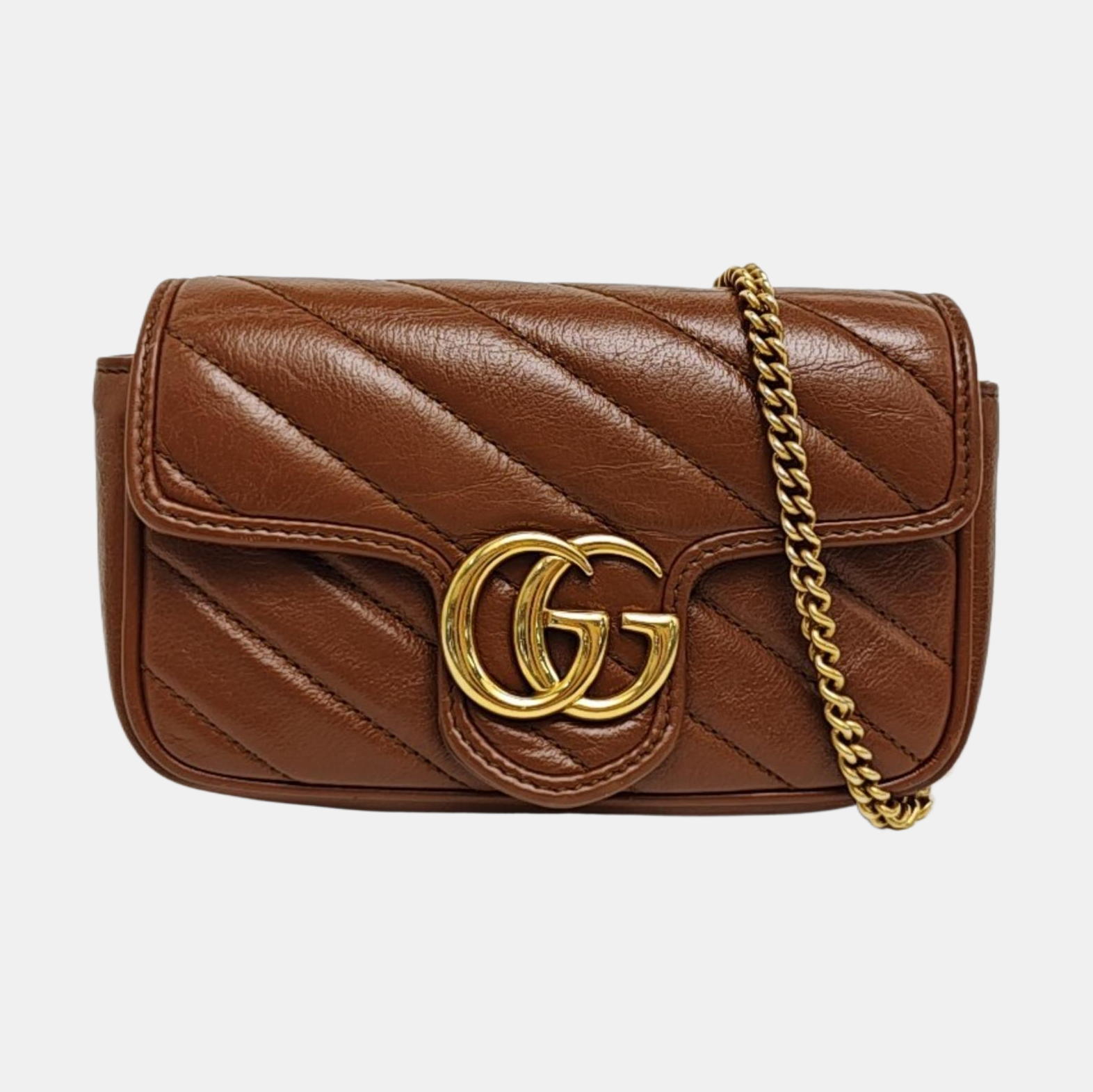 GG Marmont Mini Quilted Calfskin Brown