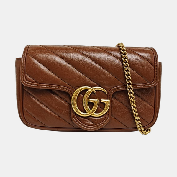 GG Marmont Mini Quilted Calfskin Brown