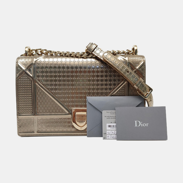 Diorama Medium Cannage Calfskin Gold