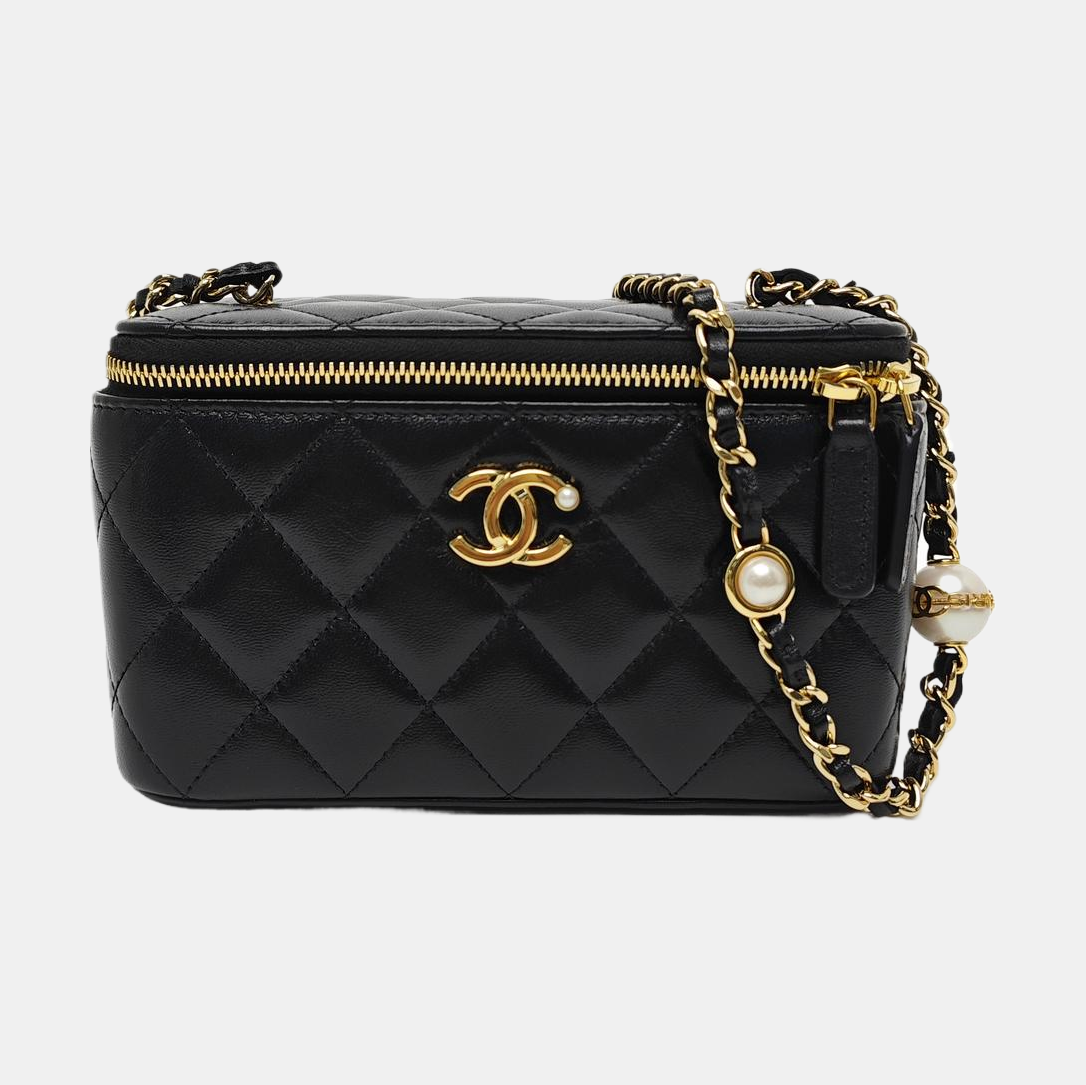 VANITY CASE Small Quilted Lambskin Black