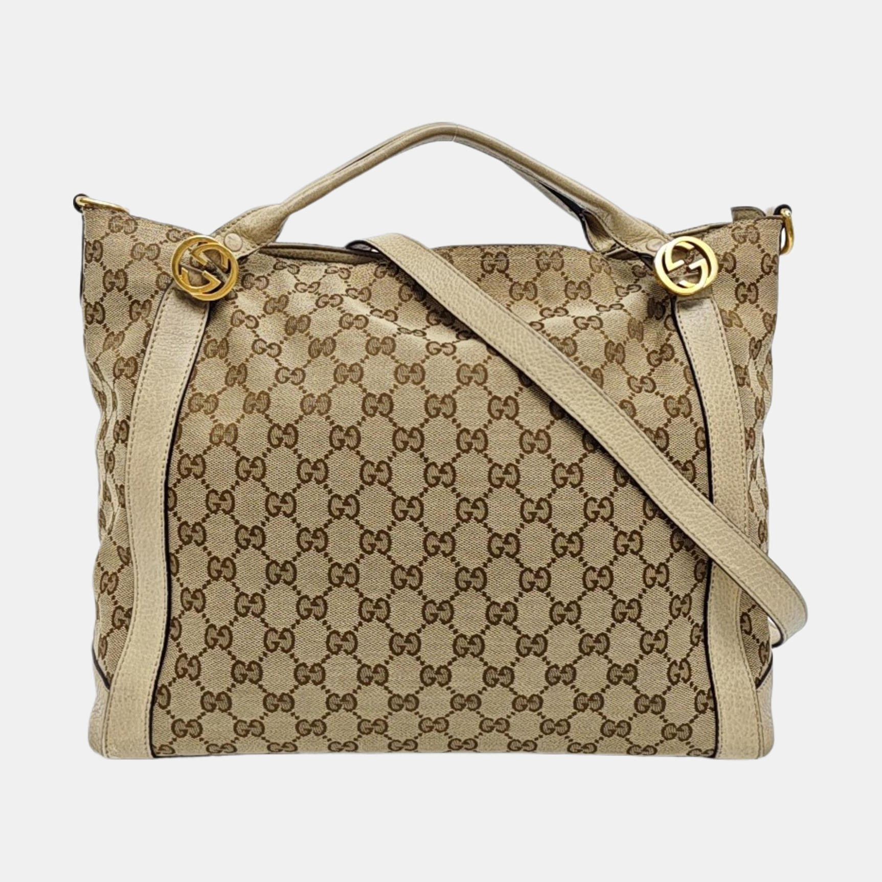 Monogram Canvas Tote Bag Beige
