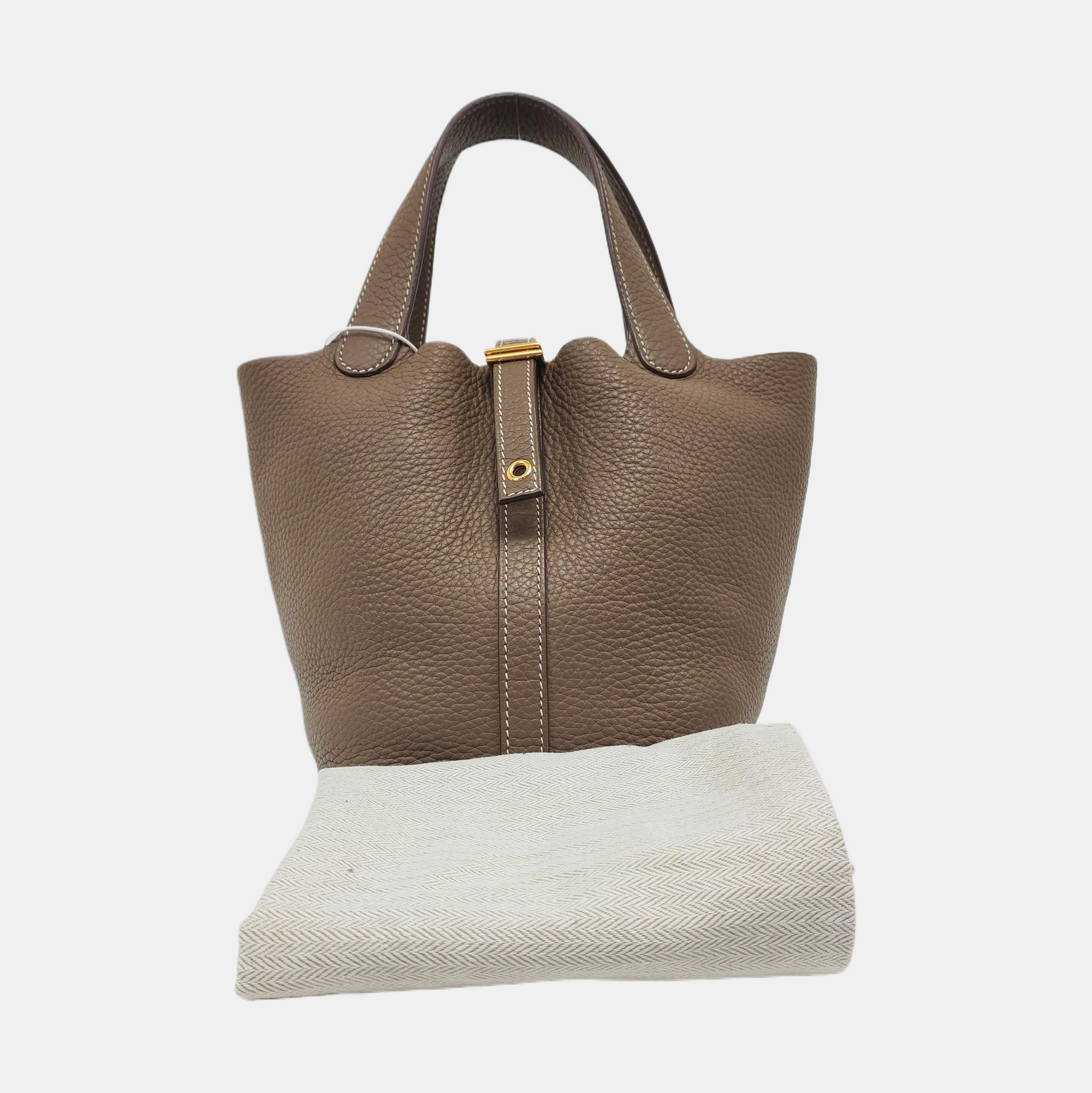 Authenticated pre-owned  Picotin Lock 18 Clemence Grey - Bucket Bag at Looply