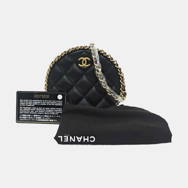 Quilted Lambskin Shoulder Bag Black