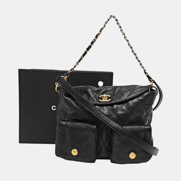 Suppletwins Large Quilted Calfskin Black