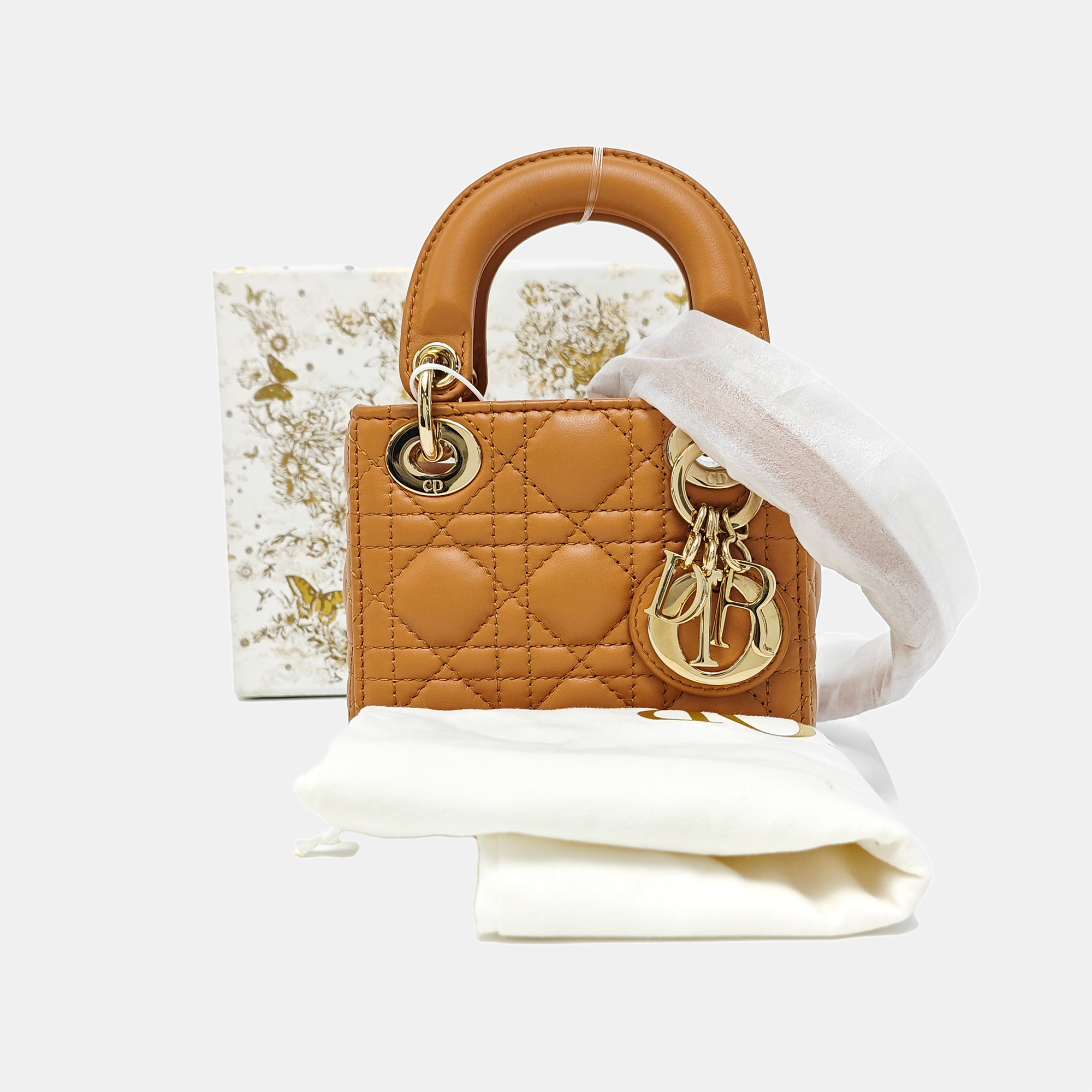 Lady Dior Super Mini Cannage Lambskin Brown
