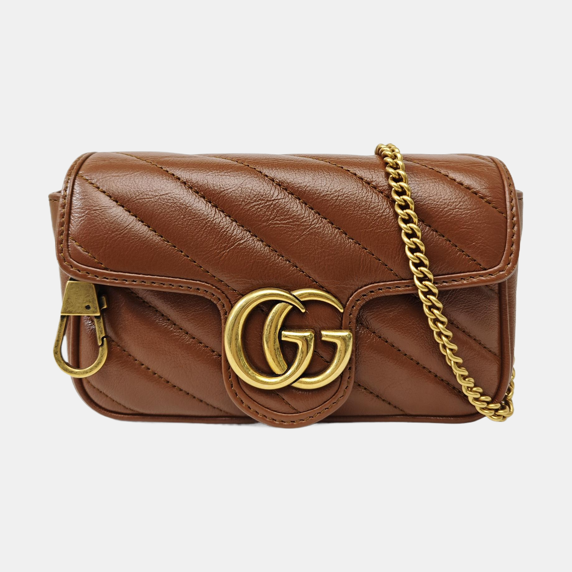GG Marmont Mini Quilted Calfskin Brown