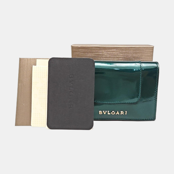 SERPENTI FOREVER Patent Leather Green Wallet