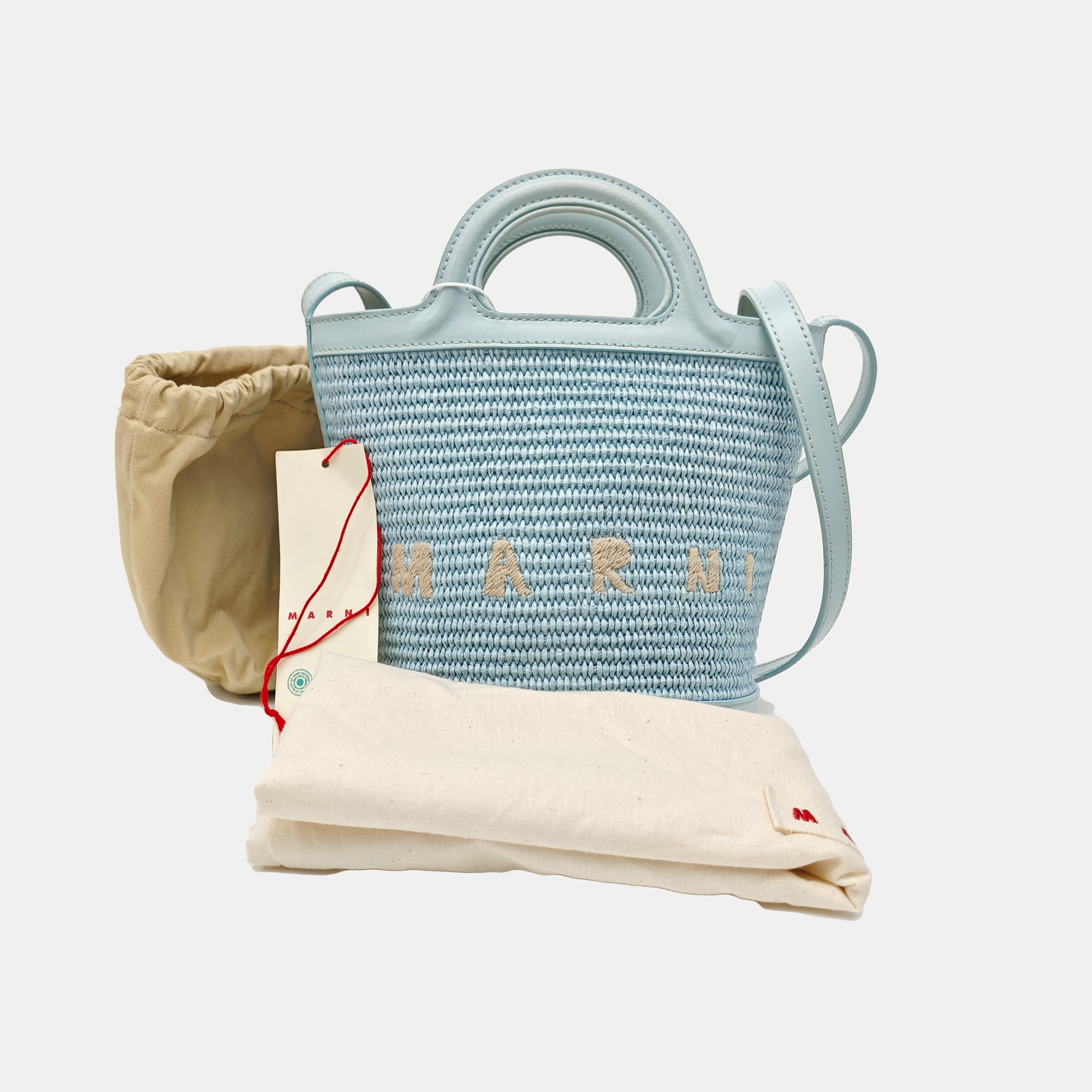 Straw Bucket Bag Blue