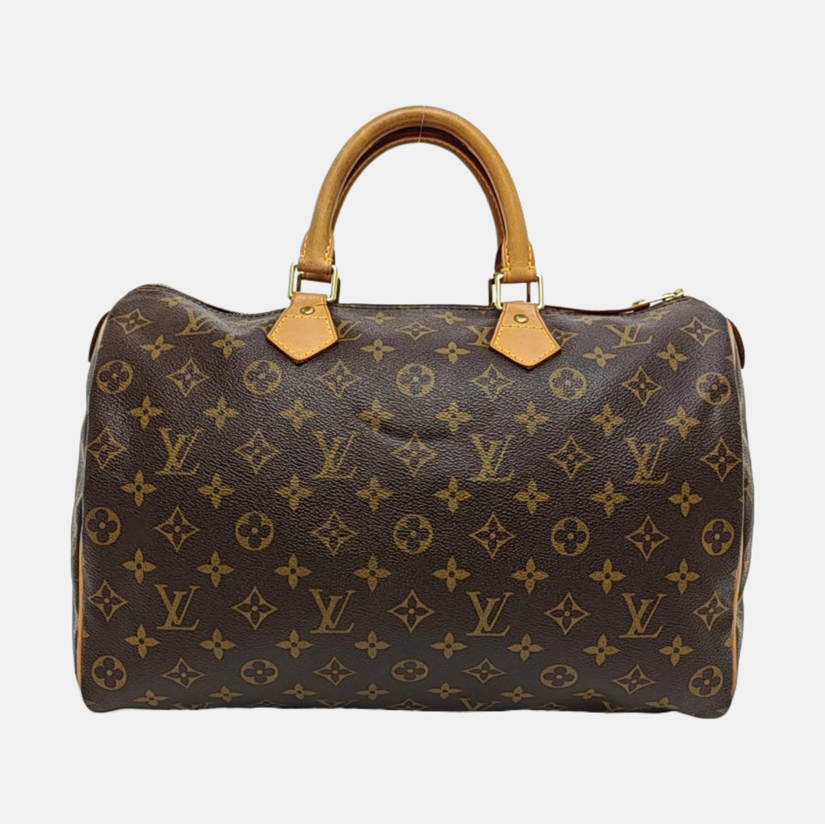 Authenticated pre-owned  SPEEDY 35 Monogram Coated Canvas Brown - Top Handle Bag at Looply
