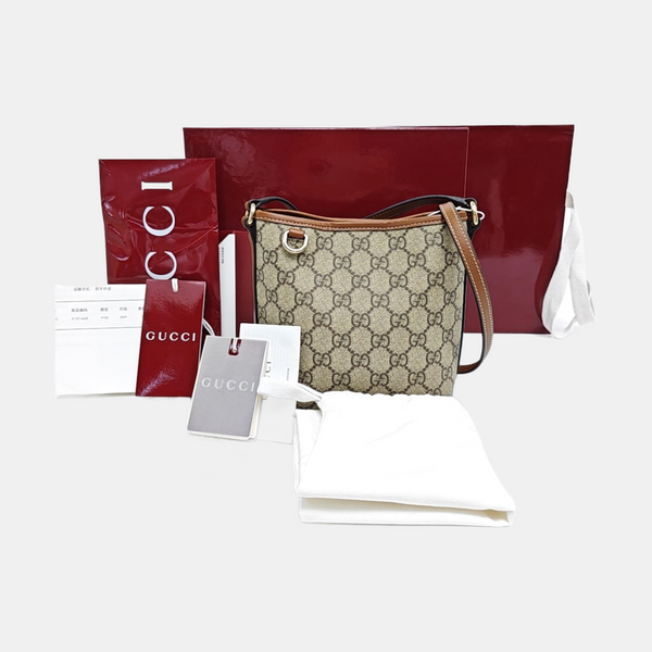 GG Emblem Monogram Coated Canvas Beige