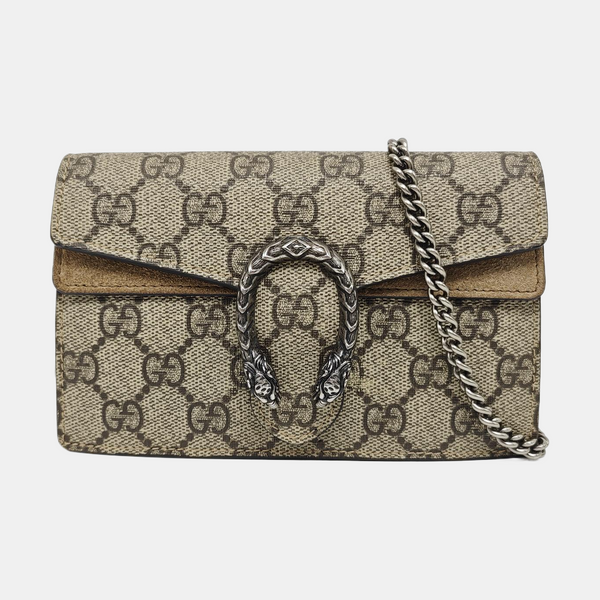 Dionysus Super Mini Monogram Coated Canvas Beige