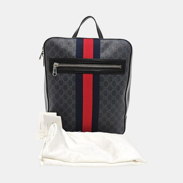 Monogram Coated Canvas Backpack Black