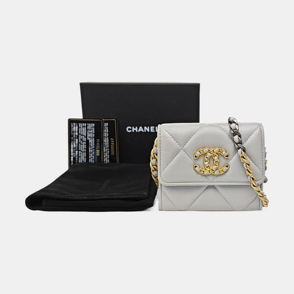 CHANEL 19 Small Quilted Lambskin Gray