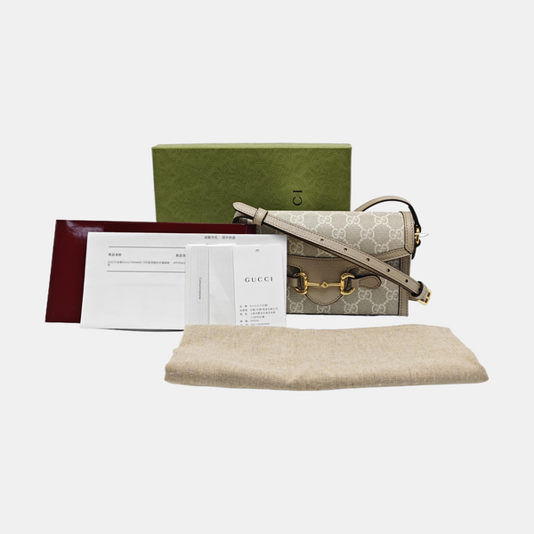 Authenticated pre-owned  Horsebit 1955 Mini Monogram Coated Canvas White - Shoulder Bag at Looply