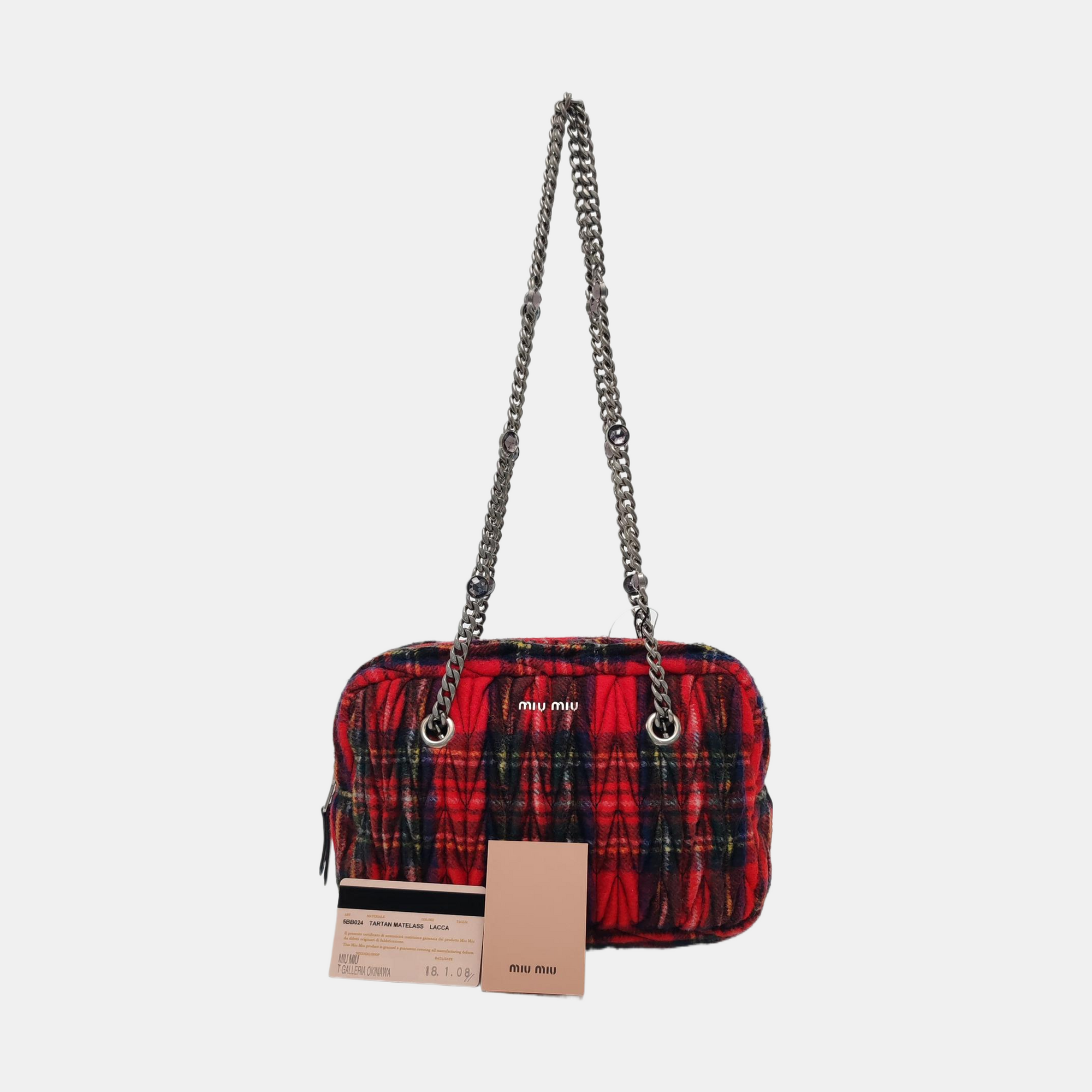Quilted Fabric Shoulder Bag Red