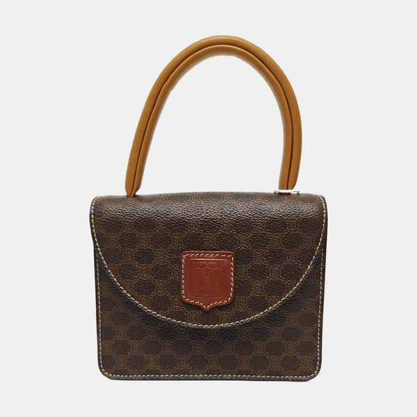 Coated Canvas Top Handle Bag Brown