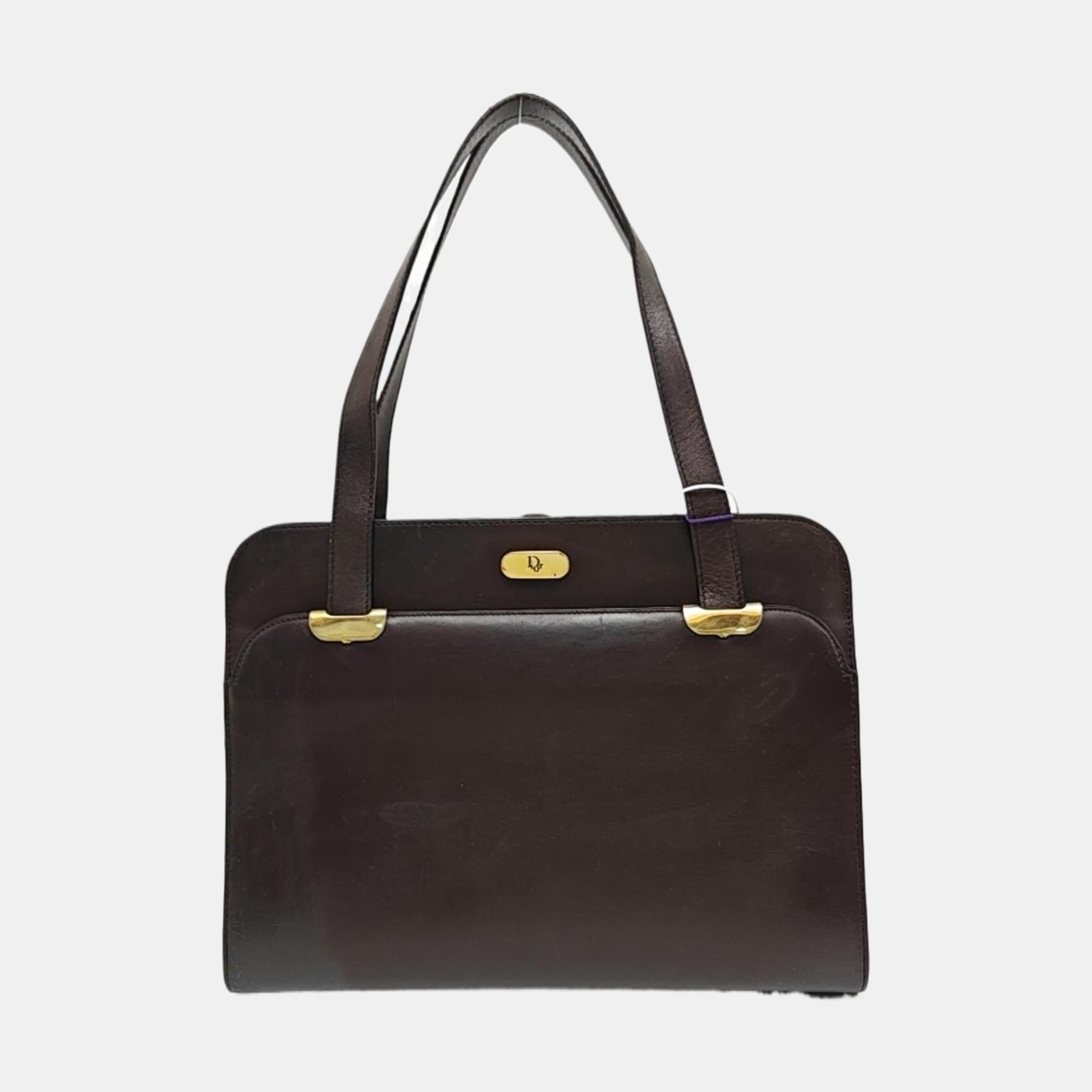 Calfskin Top Handle Bag Brown