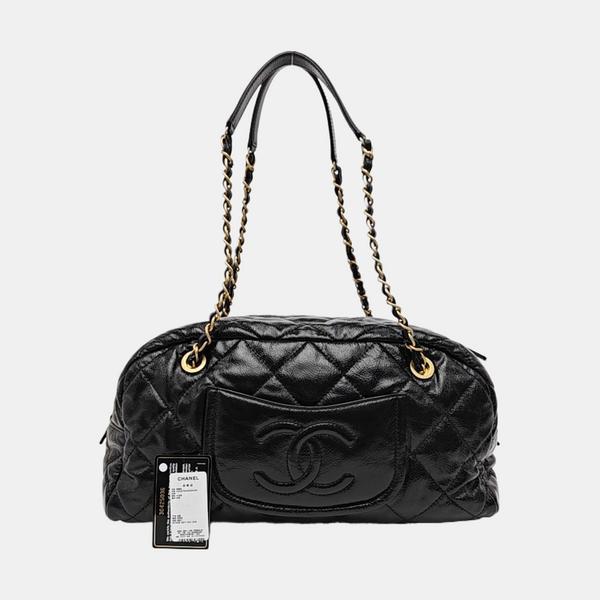Quilted Calfskin Shoulder Bag Black